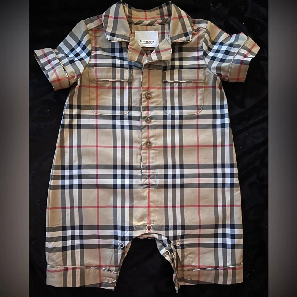 Burberry Vintage Check Stretch Cotton PlaySuit - Picture 4 of 5